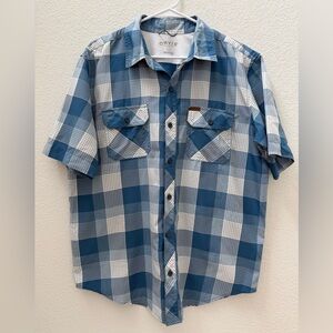 Orvis Men's Casual Blue and White Plaid Button Down Outdoor Breathable Shirt